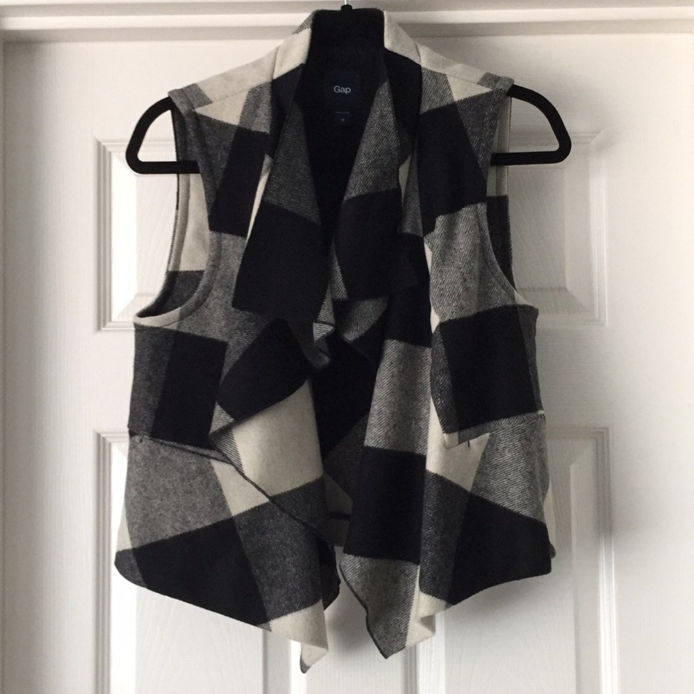 Black & Cream Checkered Vest
